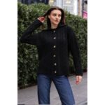 ⁦جاكيت ستاتي شتوي لون أسود بأزرار Bigdart⁩ - الصورة ⁦3⁩