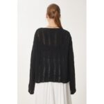 بلوزة ستاتي لون أسود Happiness İstanbul