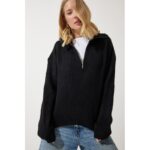 بلوزة ستاتي شتوي لون أسود Happiness İstanbul