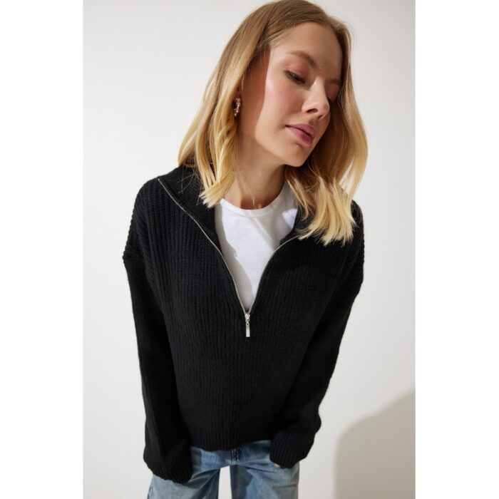 ⁦بلوزة ستاتي شتوي لون أسود Happiness İstanbul⁩ - الصورة ⁦2⁩