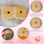 ⁦كاسة زجاج مع مقبض وغطاء خشب بامبو ومصاصة⁩ - الصورة ⁦6⁩