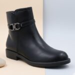 ⁦جزمة نسائية سحاب ساق متوسط الطول لون أسود⁩ - الصورة ⁦9⁩