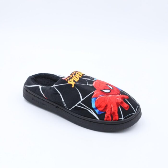 ⁦شبشب شتوي فرو من الداخل سبايدر مان للأطفال لون أسود⁩ - الصورة ⁦3⁩