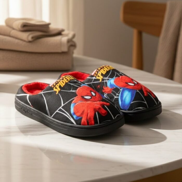 ⁦شبشب شتوي فرو من الداخل سبايدر مان للأطفال لون أسود⁩ - الصورة ⁦7⁩