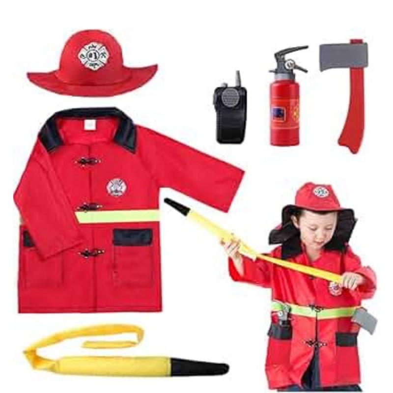 103394616_6970e5f16da30 بدلة رجل الإطفاء الصغير للاطفال- قياس L-طول110-130 - الصورة 1