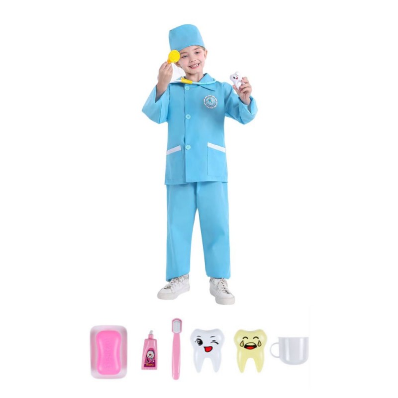 103394617_6970e5f227ace بدلة طبيب الاسنان الصغير للاطفال- قياس xl-طول130-150 - الصورة 1