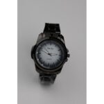 ساعه يد رجالية دائرية ستانلس ستيل لون أسود