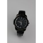 ساعه يد رجالية دائرية ستانلس ستيل لون أسود