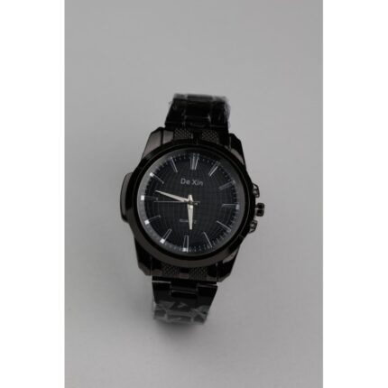 ساعه يد رجالية دائرية ستانلس ستيل لون أسود