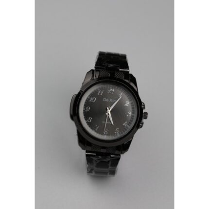 ساعه يد رجالية دائرية ستانلس ستيل لون أسود