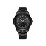 ⁦ساعه يد رجالية دائرية ستانلس ستيل لون أسود⁩ - الصورة ⁦2⁩