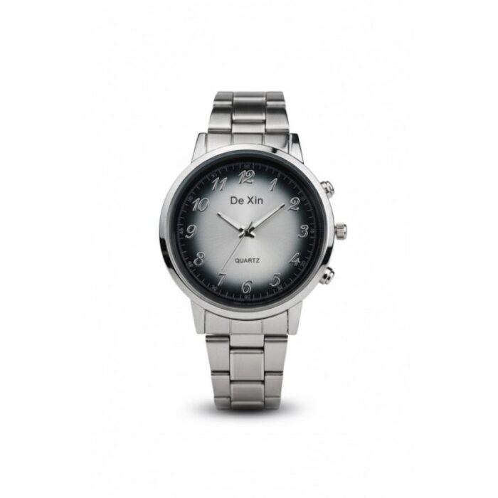 ⁦ساعه يد رجالية دائرية ستانلس ستيل لون فضي⁩ - الصورة ⁦2⁩