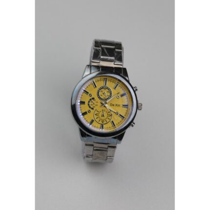 ساعه يد رجالية دائرية ستانلس ستيل لون فضي