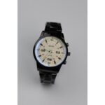 ساعه يد رجالية دائرية ستانلس ستيل لون أسود