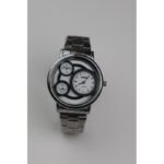 ساعه يد رجالية دائرية ستانلس ستيل لون فضي