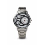 ⁦ساعه يد رجالية دائرية ستانلس ستيل لون فضي⁩ - الصورة ⁦2⁩