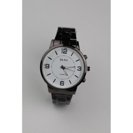 ساعه يد رجالية دائرية ستانلس ستيل لون أسود