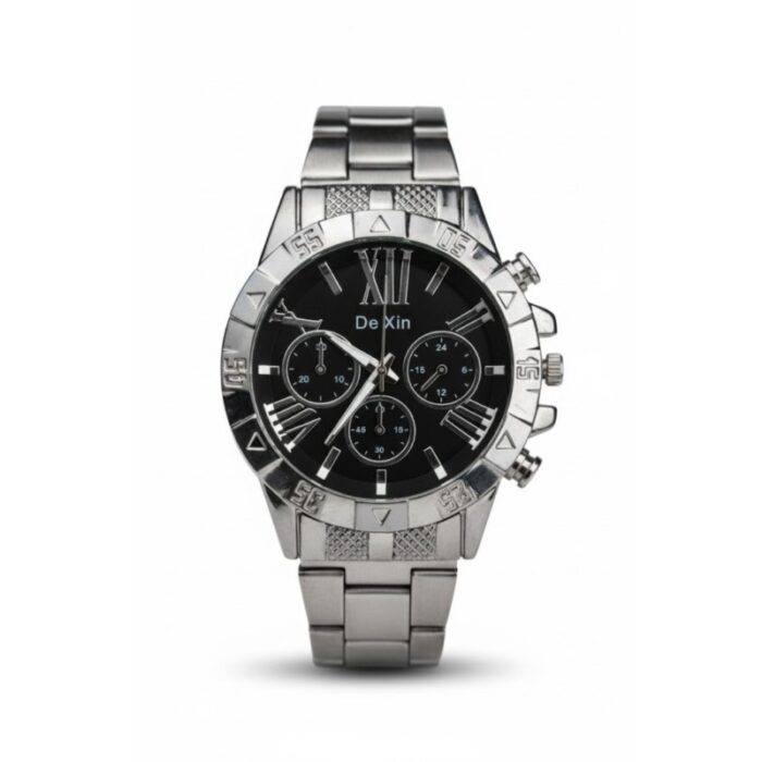 ⁦ساعه يد رجالية دائرية ستانلس ستيل لون فضي⁩ - الصورة ⁦2⁩