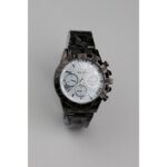 ساعه يد رجالية دائرية ستانلس ستيل لون أسود