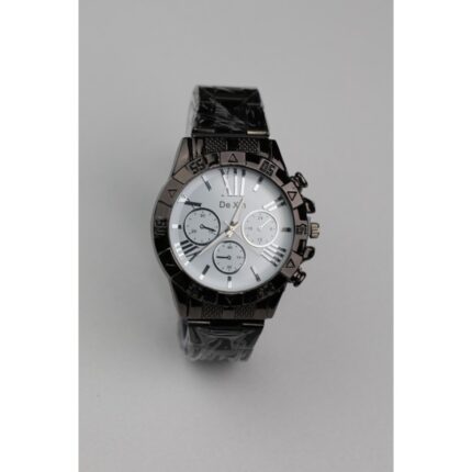 ساعه يد رجالية دائرية ستانلس ستيل لون أسود