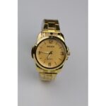 ساعه يد رجالية دائرية ستانلس ستيل لون ذهبي