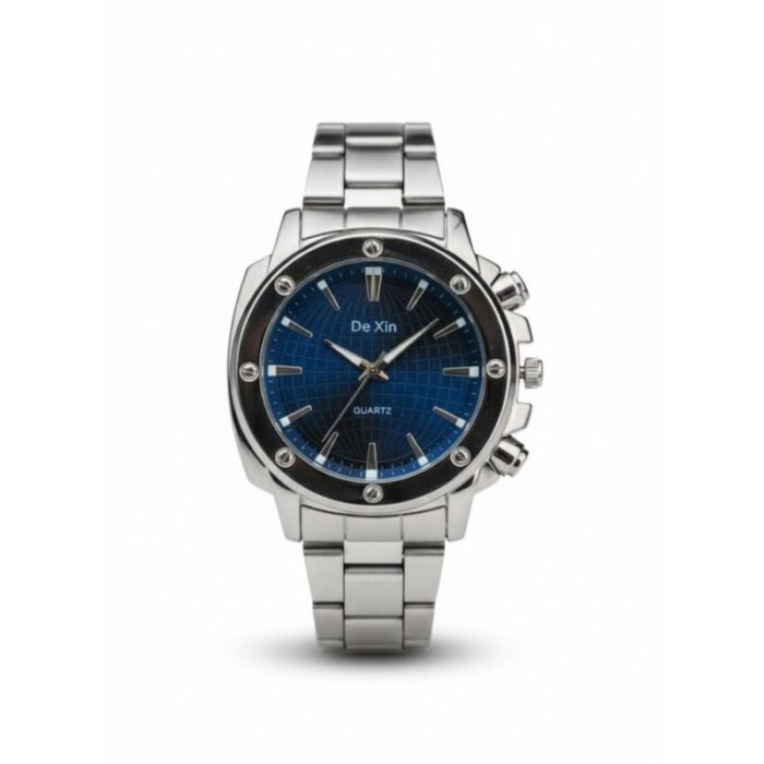 ⁦ساعه يد رجالية دائرية ستانلس ستيل لون فضي⁩ - الصورة ⁦2⁩