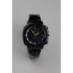 ساعه يد رجالية دائرية ستانلس ستيل لون أسود