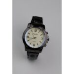 ساعه يد رجالية دائرية ستانلس ستيل لون أسود