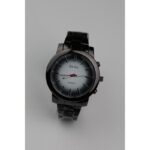 ساعه يد رجالية دائرية ستانلس ستيل لون أسود