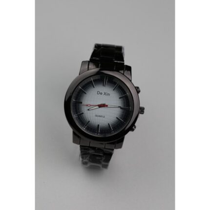 ساعه يد رجالية دائرية ستانلس ستيل لون أسود