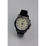 ساعه يد رجالية دائرية ستانلس ستيل لون أسود