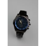 ساعه يد رجالية دائرية ستانلس ستيل لون أسود