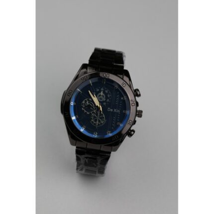 ساعه يد رجالية دائرية ستانلس ستيل لون أسود