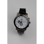 ساعه يد رجالية دائرية ستانلس ستيل لون أسود