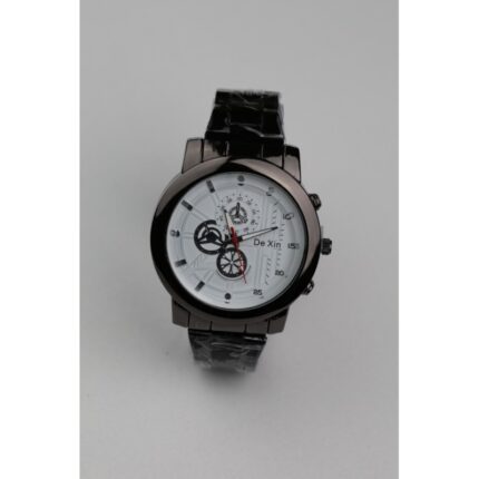 ساعه يد رجالية دائرية ستانلس ستيل لون أسود