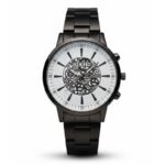 ⁦ساعه يد رجالية دائرية ستانلس ستيل لون أسود⁩ - الصورة ⁦2⁩