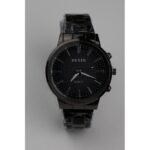 ساعه يد رجالية دائرية ستانلس ستيل لون أسود