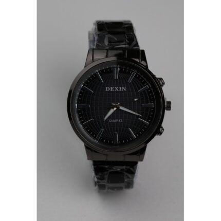 ساعه يد رجالية دائرية ستانلس ستيل لون أسود