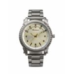 ⁦ساعه يد رجالية دائرية ستانلس ستيل لون فضي⁩ - الصورة ⁦2⁩