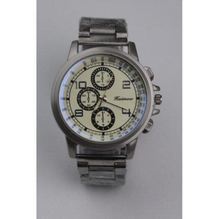 ساعه يد رجالية دائرية ستانلس ستيل لون فضي