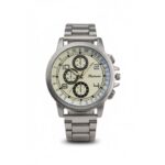 ⁦ساعه يد رجالية دائرية ستانلس ستيل لون فضي⁩ - الصورة ⁦2⁩