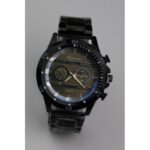 ساعه يد رجالية دائرية ستانلس ستيل لون أسود