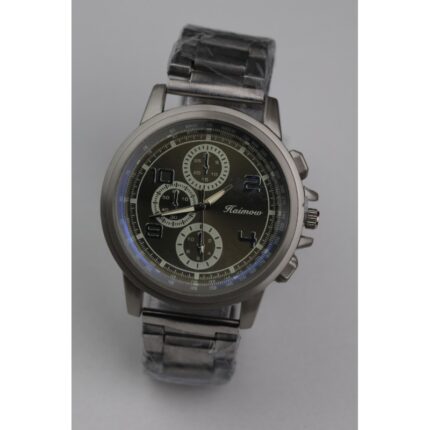 ساعه يد رجالية دائرية ستانلس ستيل لون فضي