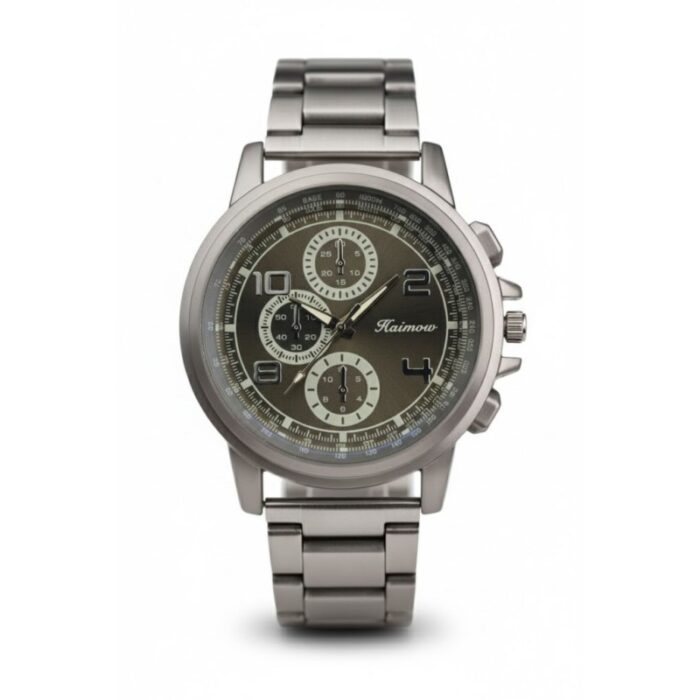 ⁦ساعه يد رجالية دائرية ستانلس ستيل لون فضي⁩ - الصورة ⁦2⁩