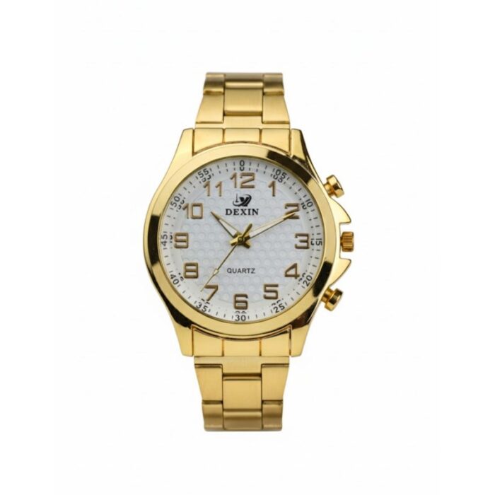 ⁦ساعه يد رجالية دائرية ستانلس ستيل لون ذهبي⁩ - الصورة ⁦2⁩