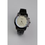 ساعه يد رجالية دائرية ستانلس ستيل لون أسود