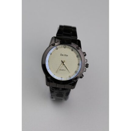 ساعه يد رجالية دائرية ستانلس ستيل لون أسود