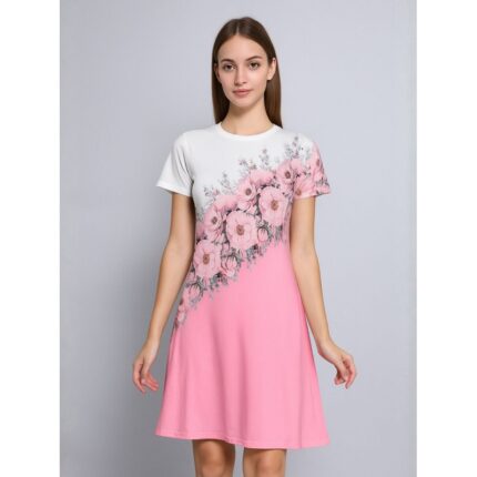 فستان صيفي للنساء لون زهري