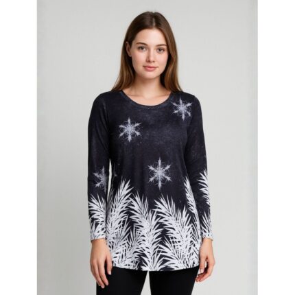 بلوزة ستاتية كم طويل لون رمادي