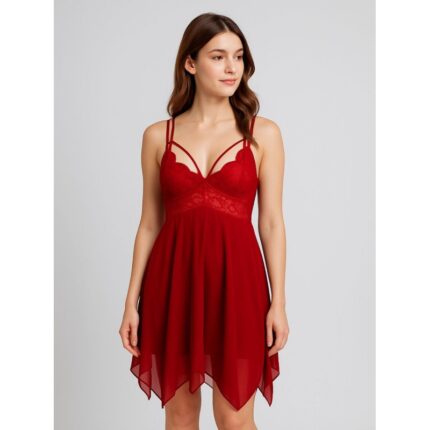 قميص نوم لانجري لون أحمر